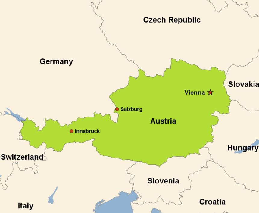 A map showing Austria